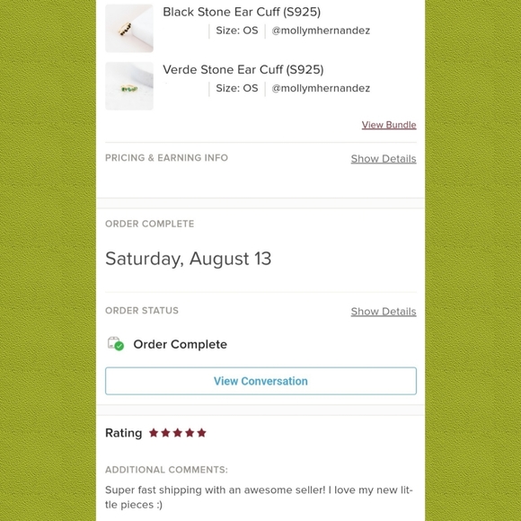 Verde Stone Ear Cuff (S925) - Picture 6 of 6